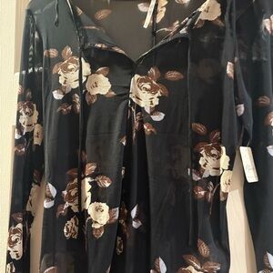 Floral Top with Drawstrings